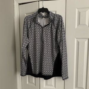 Champion half-zip quarter zip active top, running shirt exercise black geometric